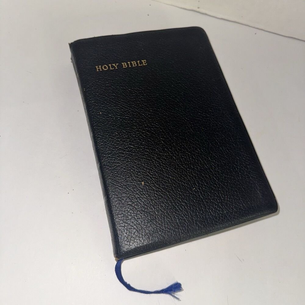 Vintage Collins Genuine Leather KJV Holy Bible Family Register 1962 Maps